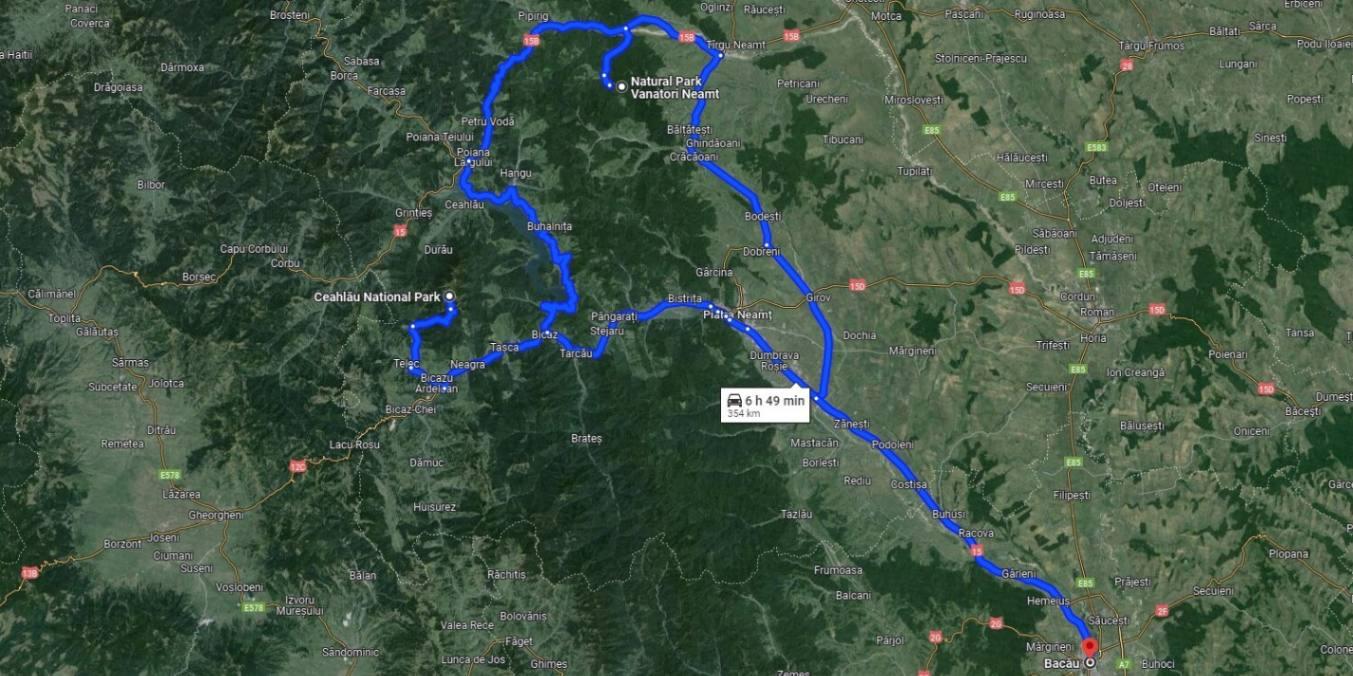 Traseu moto din Bacău: Din Parcul Național Vânători Neamț către Parcul Național Ceahlău